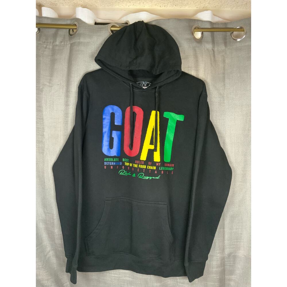 G.O.A.T Rich And Rugged Pullover Sweatshirt Hoodie Mens Size Large L USED